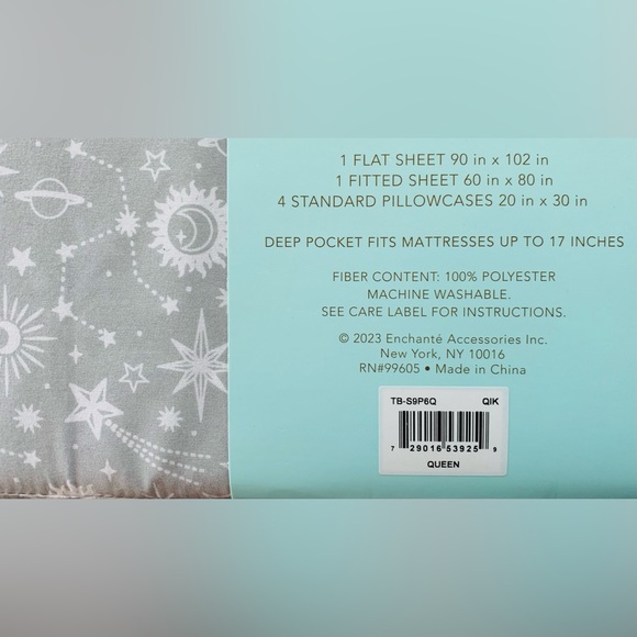 Mellow & Mod Celestial Sun Stars Planets Moon Galaxy Sheet Set - Queen - Picture 3 of 5